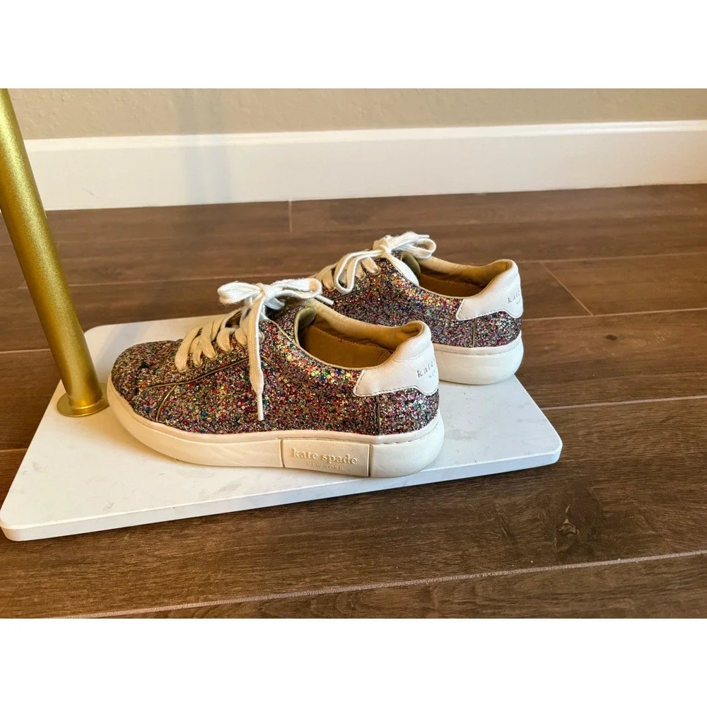 Kate Spade New York Lift Multi Color Glitter Platform Sneakers Womens 7B Glam
